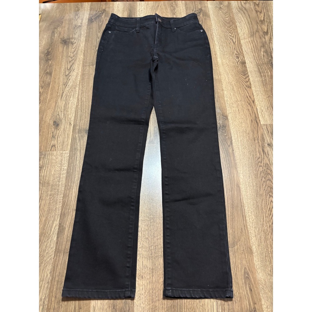 St. John's Bay Jeans Women 6 Black Denim Jeans Mid Rise Stretch Straight Leg